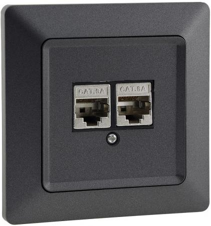 ChiliTec MILOS Netzwerkdose 2-fach CAT 6 Anthrazit inkl. Rahmen – 23046