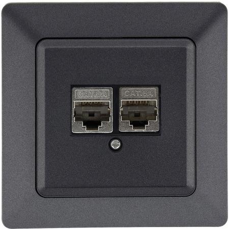 ChiliTec MILOS Netzwerkdose 2-fach CAT 6 Anthrazit inkl. Rahmen – 23046