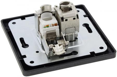 ChiliTec MILOS Netzwerkdose 2-fach CAT 6 Anthrazit inkl. Rahmen – 23046