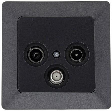 ChiliTec MILOS Antennendose TV + Radio + SAT 3-Loch Anthrazit inkl. Rahmen – 23047