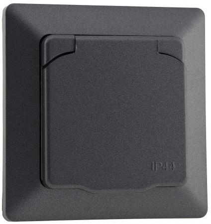 ChiliTec MILOS Schutzkontakt-Steckdose IP44 mit Klappdeckel Anthrazit 250 V 16 A – 23049