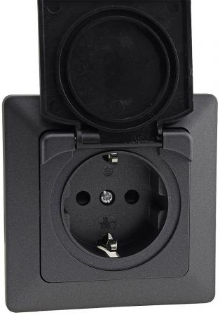 ChiliTec MILOS Schutzkontakt-Steckdose IP44 mit Klappdeckel Anthrazit 250 V 16 A – 23049