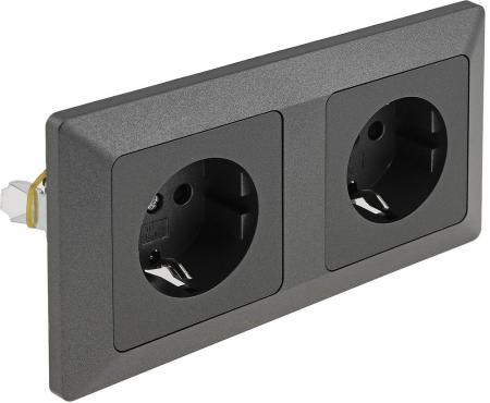 ChiliTec MILOS Set 2 Schutzkontakt-Steckdosen Anthrazit 250 V 16 A mit 2-fach Rahmen – 23120
