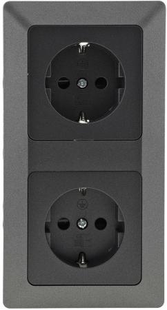ChiliTec MILOS Set 2 Schutzkontakt-Steckdosen Anthrazit 250 V 16 A mit 2-fach Rahmen – 23120