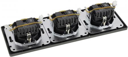 ChiliTec MILOS Set 3 Schutzkontakt-Steckdosen Anthrazit 250 V 16 A mit 3-fach Rahmen – 23122