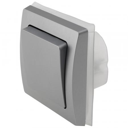 ChiliTec DELPHI 23236 Wechselschalter IP44, 250 V/10 A, Silber, Unterputz, inkl. Rahmen