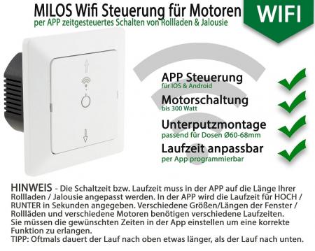 ChiliTec MILOS WiFi Rollladensteuerung Smart Home 300 W Weiß matt