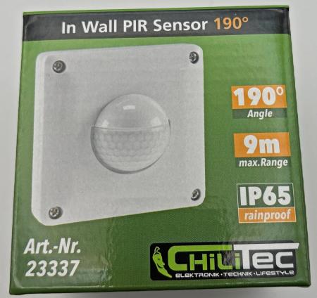 ChiliTec Unterputz PIR-Bewegungsmelder 190°- IP65 2 & 3 - Draht Technik, weiß