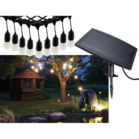 ChiliTec Biergarten-Lichterkette "CT-BGL 10Solar" 2m + 4,5m, 10x Filament Led Lampe, IP44