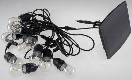 ChiliTec Biergarten-Lichterkette "CT-BGL 10Solar" 2m + 4,5m, 10x Filament Led Lampe, IP44