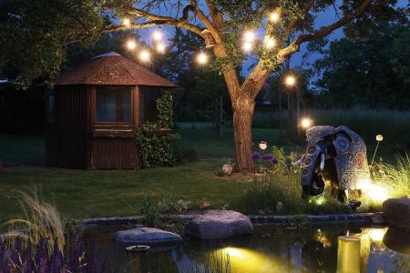 ChiliTec Biergarten-Lichterkette "CT-BGL 10Solar" 2m + 4,5m, 10x Filament Led Lampe, IP44