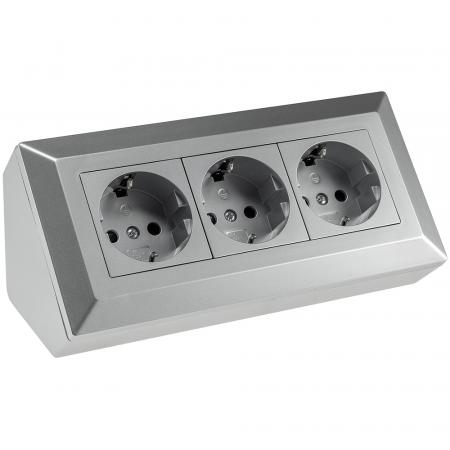 ChiliTec 3-fach Steckdosenblock Silber 250 V 16 A 3600 W Aufbaumontage – 23632