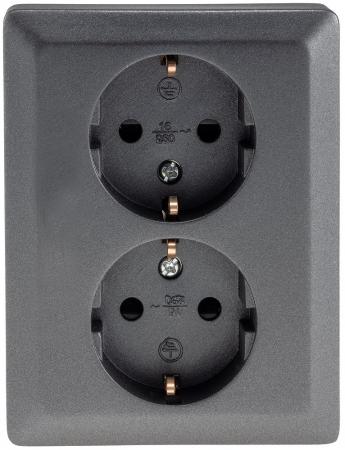 ChiliTec MILOS Schutzkontakt-Steckdose 2-fach Anthrazit 250 V 16 A 1-fach UP – 23718