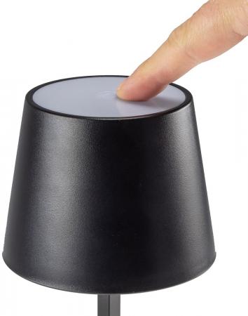 ChiliTec LED Akku Tischleuchte 26cm, dimmbar USB-C, 160Lumen, 1200mAh, 3000k, schwarz