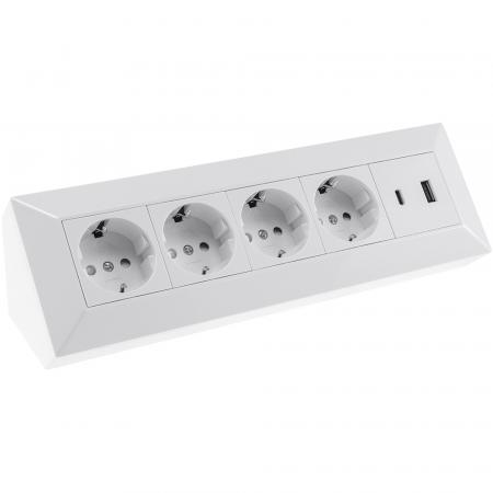 ChiliTec 4-fach Steckdosenblock USB-A + USB-C PD Weiß 250 V 16 A 3600 W – 23788