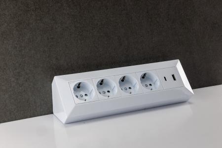 ChiliTec 4-fach Steckdosenblock USB-A + USB-C PD Weiß 250 V 16 A 3600 W – 23788