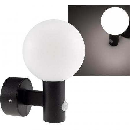 ChiliTec LED Wandleuchte "LAMU" mit PIR-Sensor IP65, 15W, schwarz, 4000k / neutralweiß
