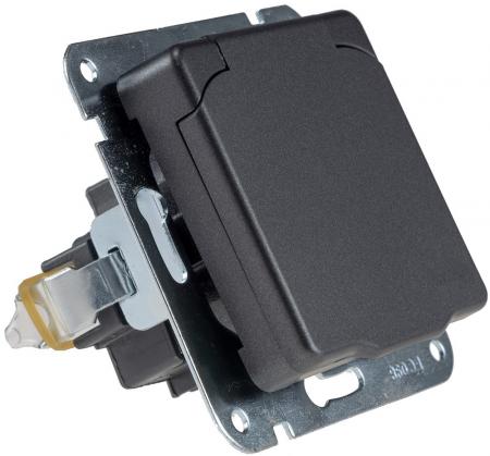 ChiliTec MILOS Schutzkontakt-Steckdose IP40 mit Klappdeckel Anthrazit 250 V 16 A – 23881