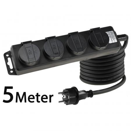 ChiliTec  Gartensteckdosenleiste 4-fach IP44 Außenbereich 5m H07RN-F 3G1,5mm² – 16A 3600W