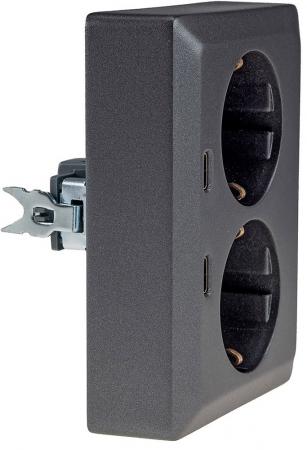 ChiliTec MILOS CT24014 2-fach Schutzkontakt-Steckdose mit 2x USB-C PD, Anthrazit, 16 A, 250 V
