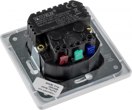 ChiliTec MILOS Schutzkontakt-Steckdose USB-A/C PD 3.0 16 A Unterputz matt Weiß