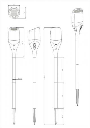 ChiliTec Solar LED-Fackel CT-BELO 64 IP65, mit Erdspieß max. 64,5cm