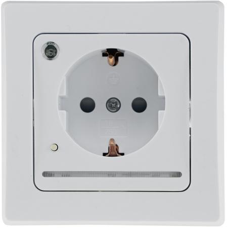 ChiliTec DELPHI 24083 Schutzkontakt-Steckdose mit LED-Nachtlicht, Weiß, 16 A, 250 V, 3000 K