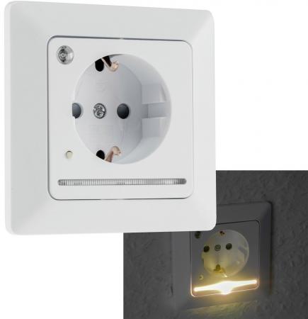 ChiliTec MILOS Schutzkontakt-Steckdose mit LED-Nachtlicht und Lichtsensor 16 A Weiß matt