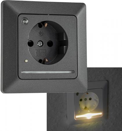 ChiliTec MILOS Schutzkontakt-Steckdose mit LED Lichtsensor Anthrazit 250 V 16 A – 24085