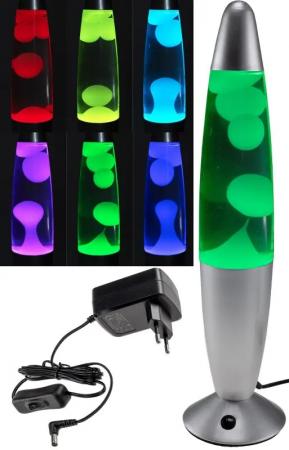 ChiliTec Lavalampe "CTL Funky-Si LED" 34cm RGB Wasser & Wachs: Klar, Body: Silber