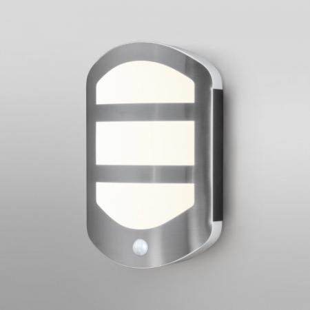 OSRAM  ENDURA Style Plate WALL Sensor Wandleuchte 12,5W Warmweiß in moderner Edelstahloptik mit Sensor und indirektem Licht, für Eingangsbeleuchtung und Fassaden