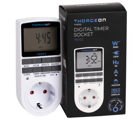 THORGEON Digitale Zeitschaltuhr Steckdose 24/7 16A 3680W 230V Timer