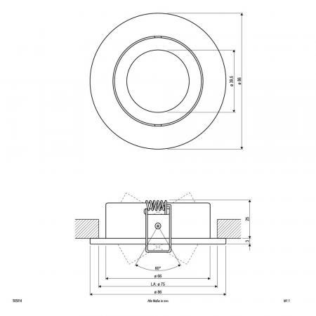 EVN Schwenkbare Decken-Einbauleuchte ohne Leuchtmittel rund alu IP20 für GU5.3 12V EinbauØ75