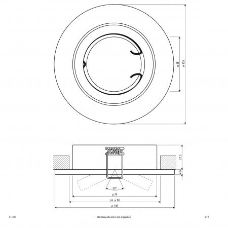 EVN 517421 schwenkbare Deckeneinbauleuchte ohne Fassung Gold 25° Einbaudurchmesser 80 mm