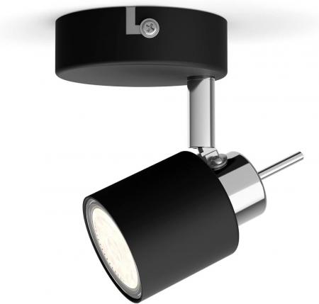 Philips 1er Meranti Decken-/Wandspot in Schwarz mit 1 x GU10 Fassung IP20 - GU10 Leuchtmittel nicht enthalten