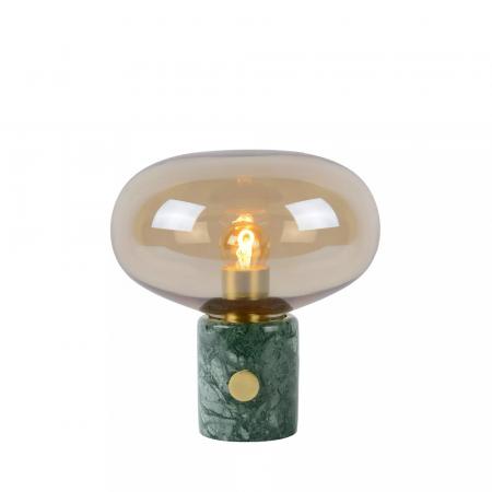 Lucide CHARLIZE Tischlampe Ø23 cm E27 Grün Marmor Amber Glas