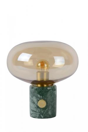 Lucide CHARLIZE Tischlampe Ø23 cm E27 Grün Marmor Amber Glas