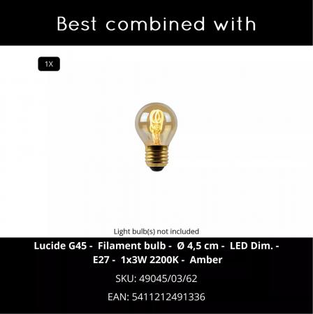 Lucide CHARLIZE Tischlampe Ø23 cm E27 Schwarz Marmor Rauchglas