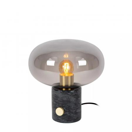 Lucide CHARLIZE Tischlampe Ø23 cm E27 Schwarz Marmor Rauchglas