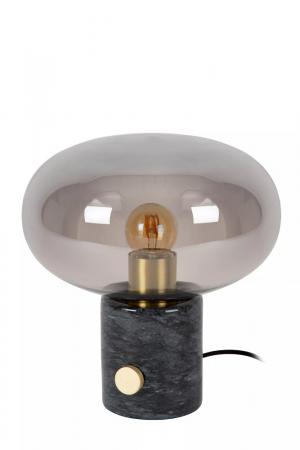 Lucide CHARLIZE Tischlampe Ø23 cm E27 Schwarz Marmor Rauchglas