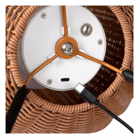 Lucide COLIN IP44 – wiederaufladbare LED Tischlampe Innen & Außen in Natur