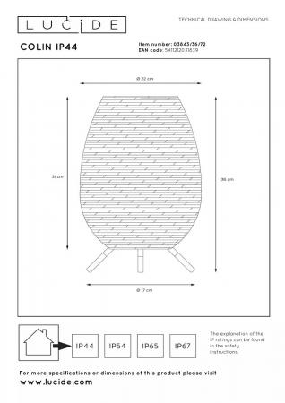 Lucide COLIN IP44 – wiederaufladbare LED Tischlampe Innen & Außen in Natur