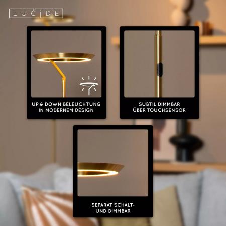 Lucide CELESTE LED Stehlampe Ø28 cm 21W 2700K Schwarz dimmbar Touch