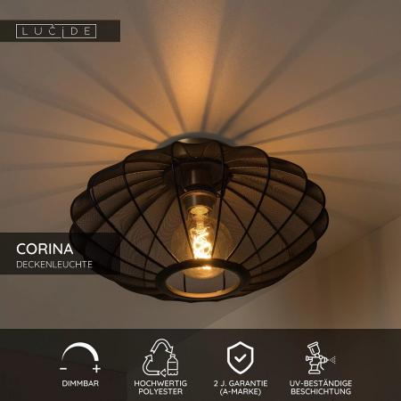 Lucide CORINA Deckenleuchte Ø40cm 1xE27 Schwarz