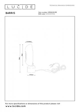 Lucide BARRIS Tischlampe E27 Terrakotta Stahl modern oval 30cm