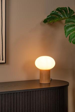 Lucide BIRTLE Tischlampe G9 Opal Glas Holz Japandi Ø15cm modern