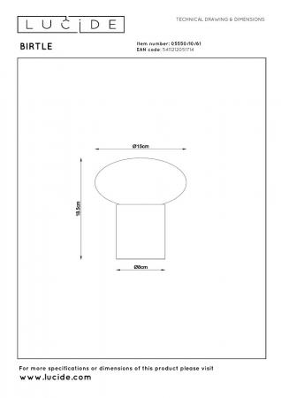 Lucide BIRTLE Tischlampe G9 Opal Glas Holz Japandi Ø15cm modern