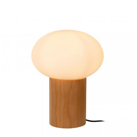Lucide BIRTLE Tischlampe G9 Opal Glas Holz Japandi modern Ø20cm