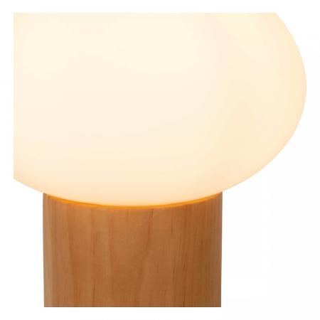 Lucide BIRTLE Tischlampe G9 Opal Glas Holz Japandi modern Ø20cm