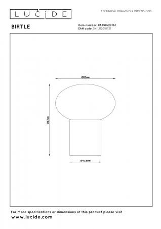 Lucide BIRTLE Tischlampe G9 Opal Glas Holz Japandi modern Ø20cm